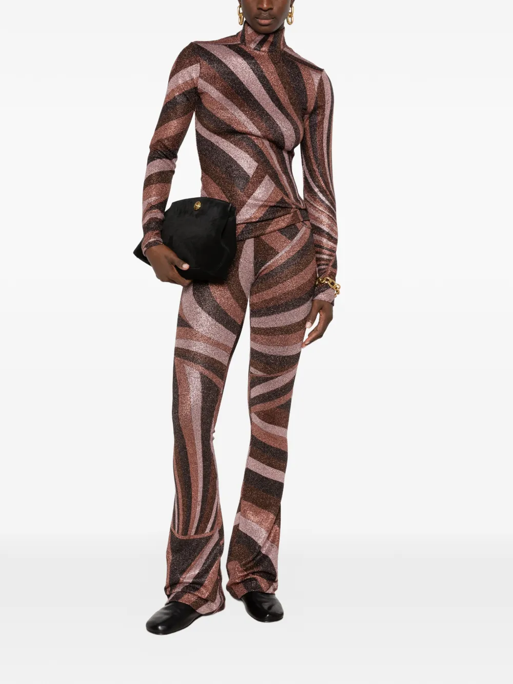 PUCCI Broek met Iride-print en glitters-effect Bruin
