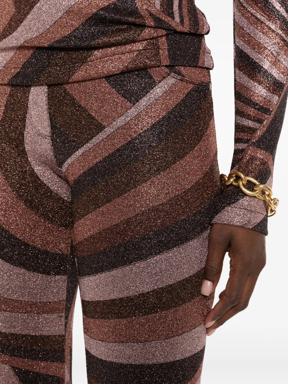 PUCCI Broek met Iride-print en glitters-effect Bruin
