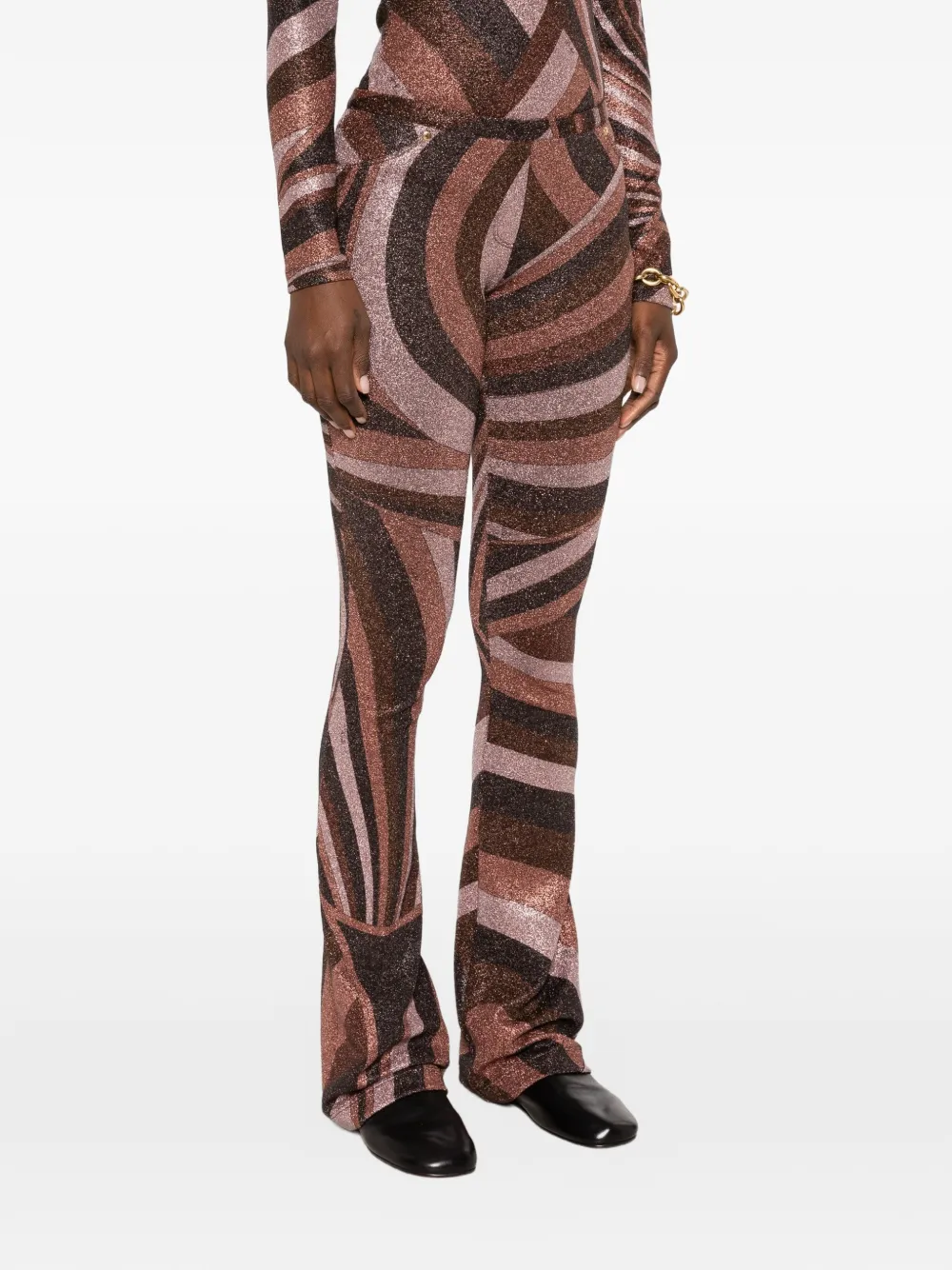 PUCCI Broek met Iride-print en glitters-effect Bruin