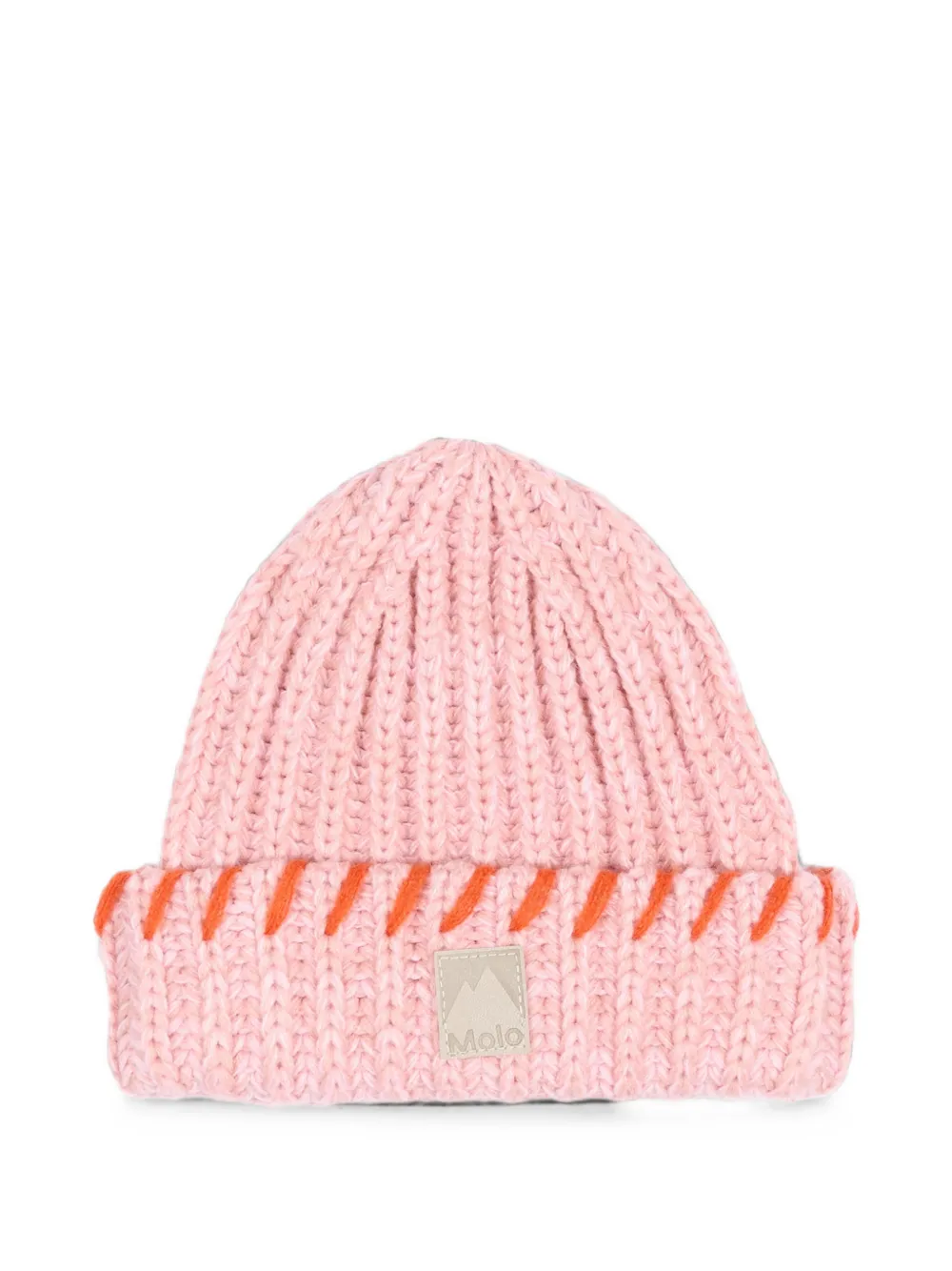 Molo chunky-knit whipstitch beanie hat - Rosa