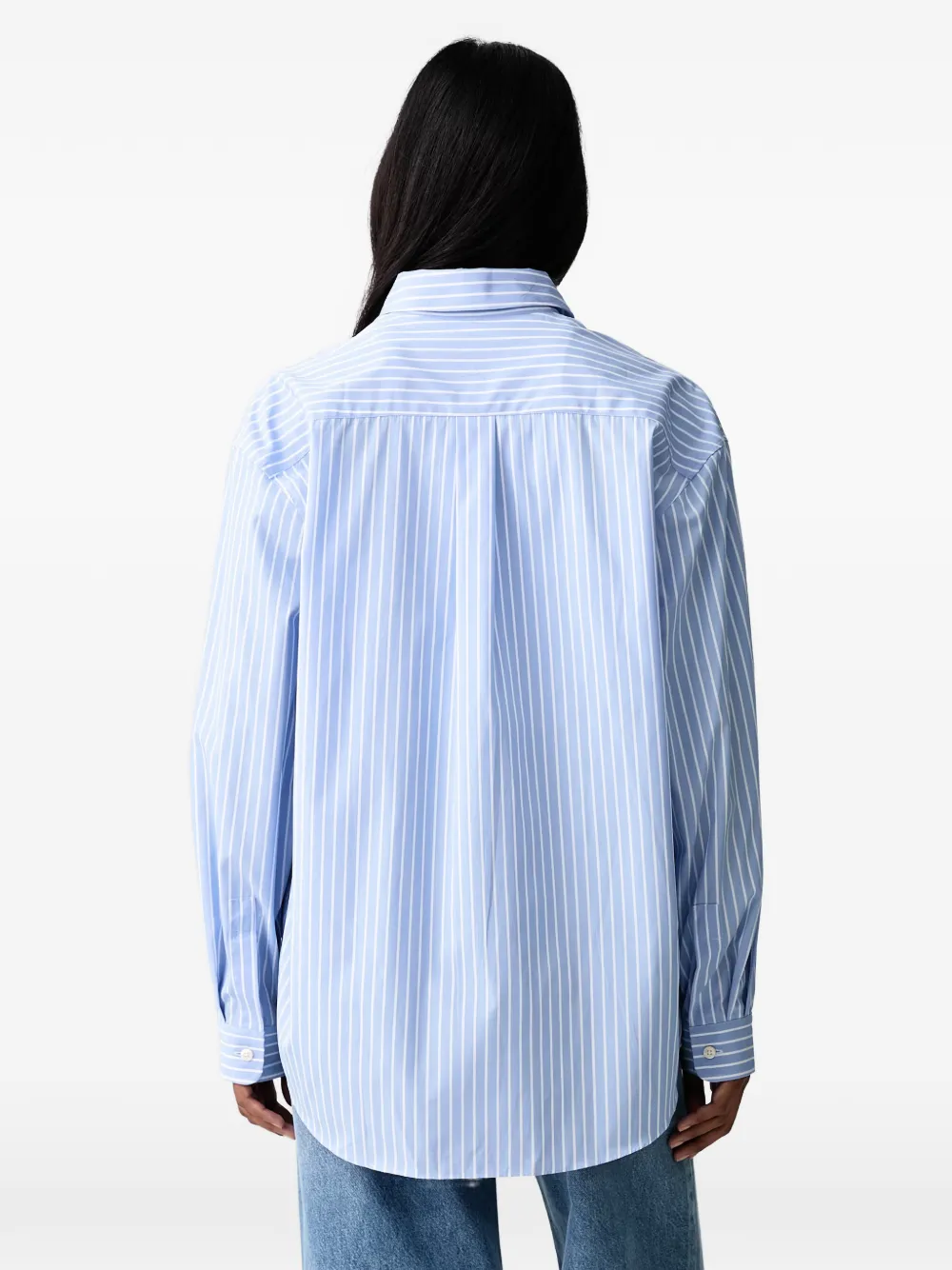 Sporty & Rich Signature blouse met geborduurd logo en verticale streep Blauw