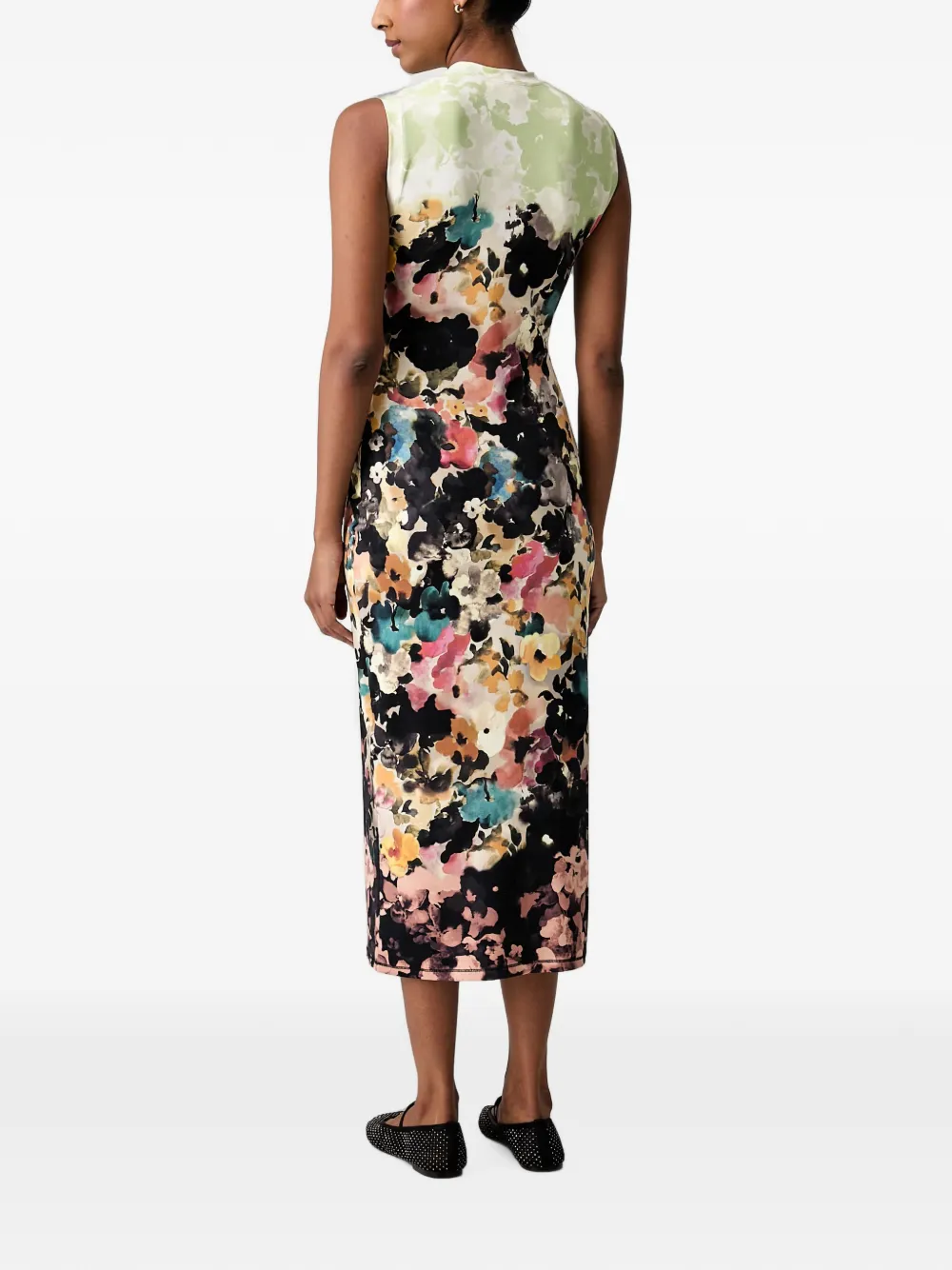 Stine Goya floral-print sleeveless midi dress Zwart