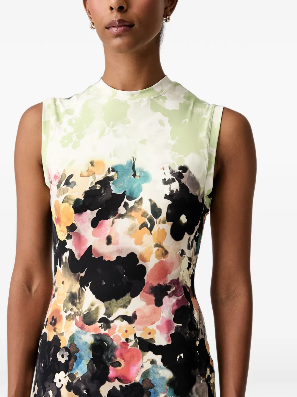 Stine Goya floral-print sleeveless midi dress Zwart