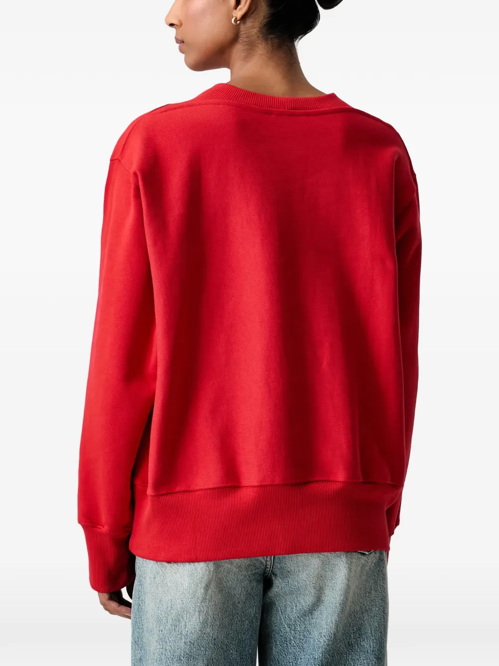 Stine Goya Trui met geborduurd logo en geribbelde afwerking Rood