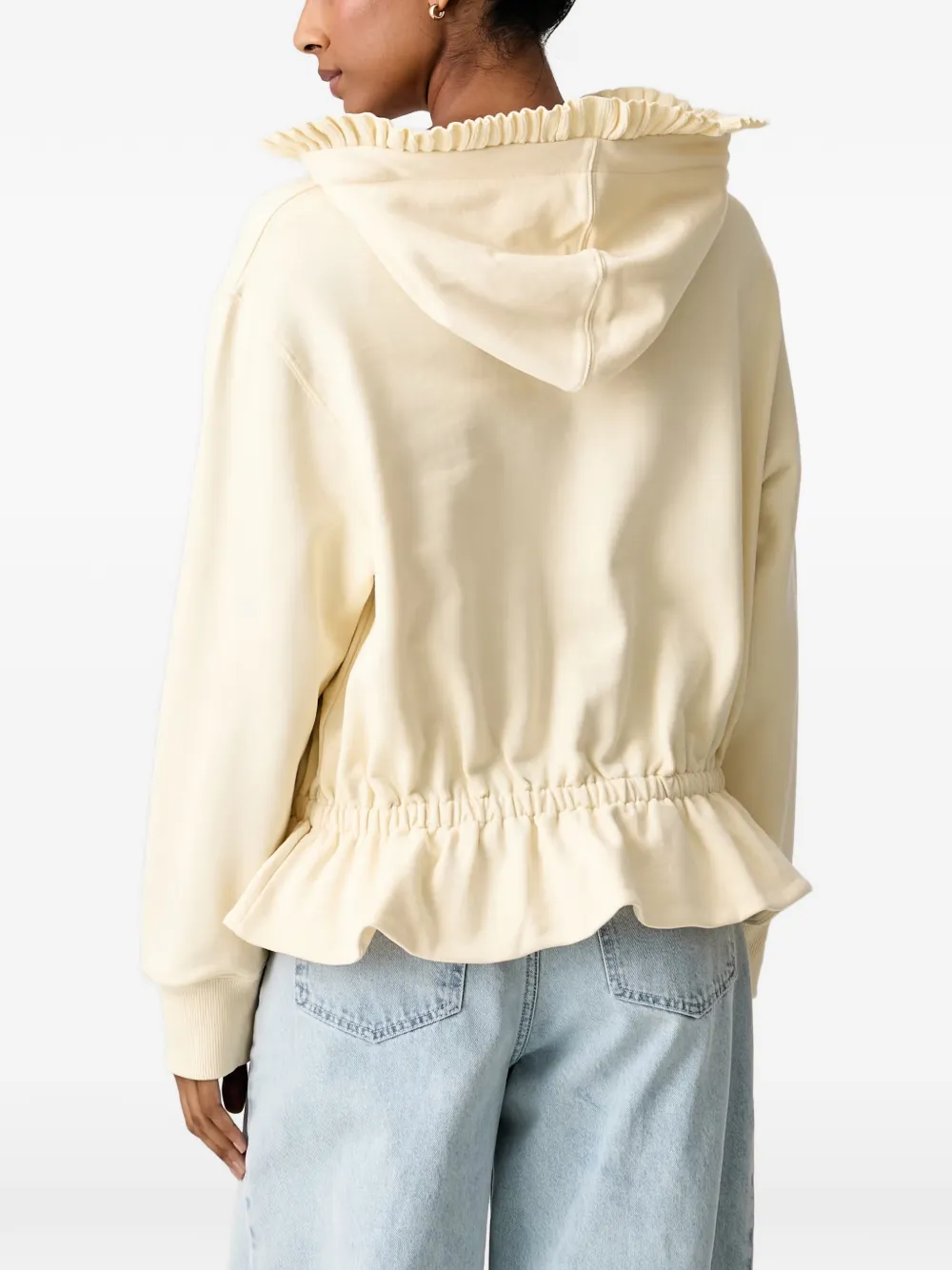 Stine Goya Hoodie met trekkoord en ruches Geel