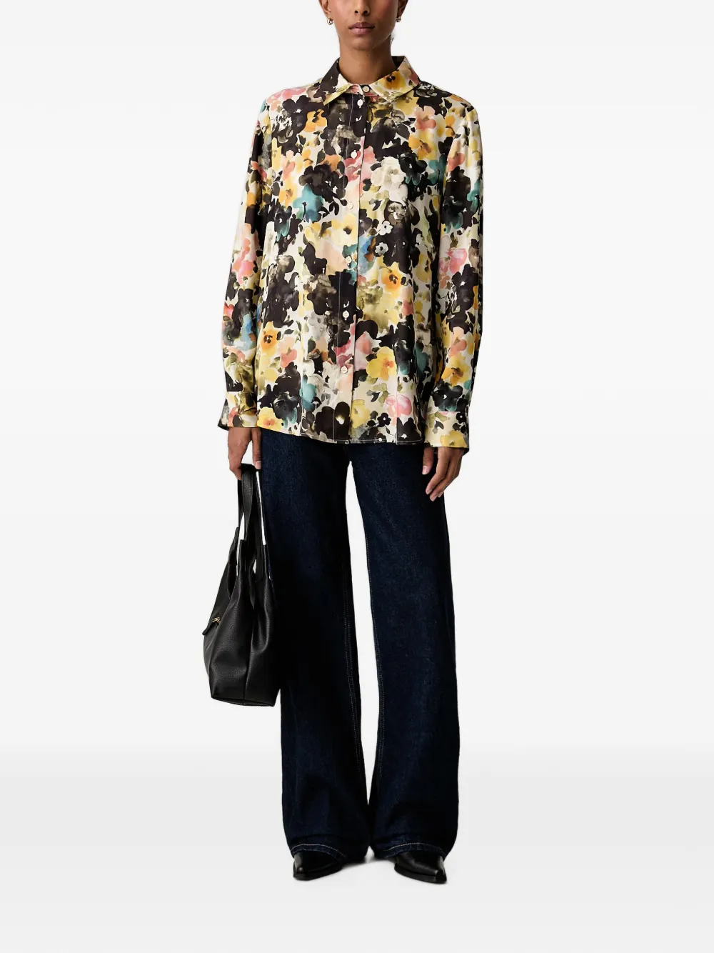 Stine Goya Overhemd met bloemenprint Beige
