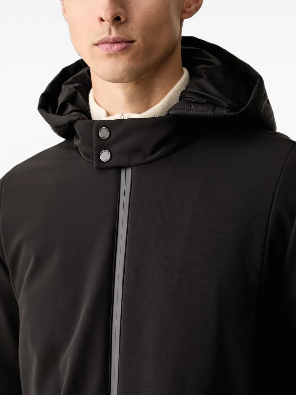 Trussardi hooded padded jacket Zwart