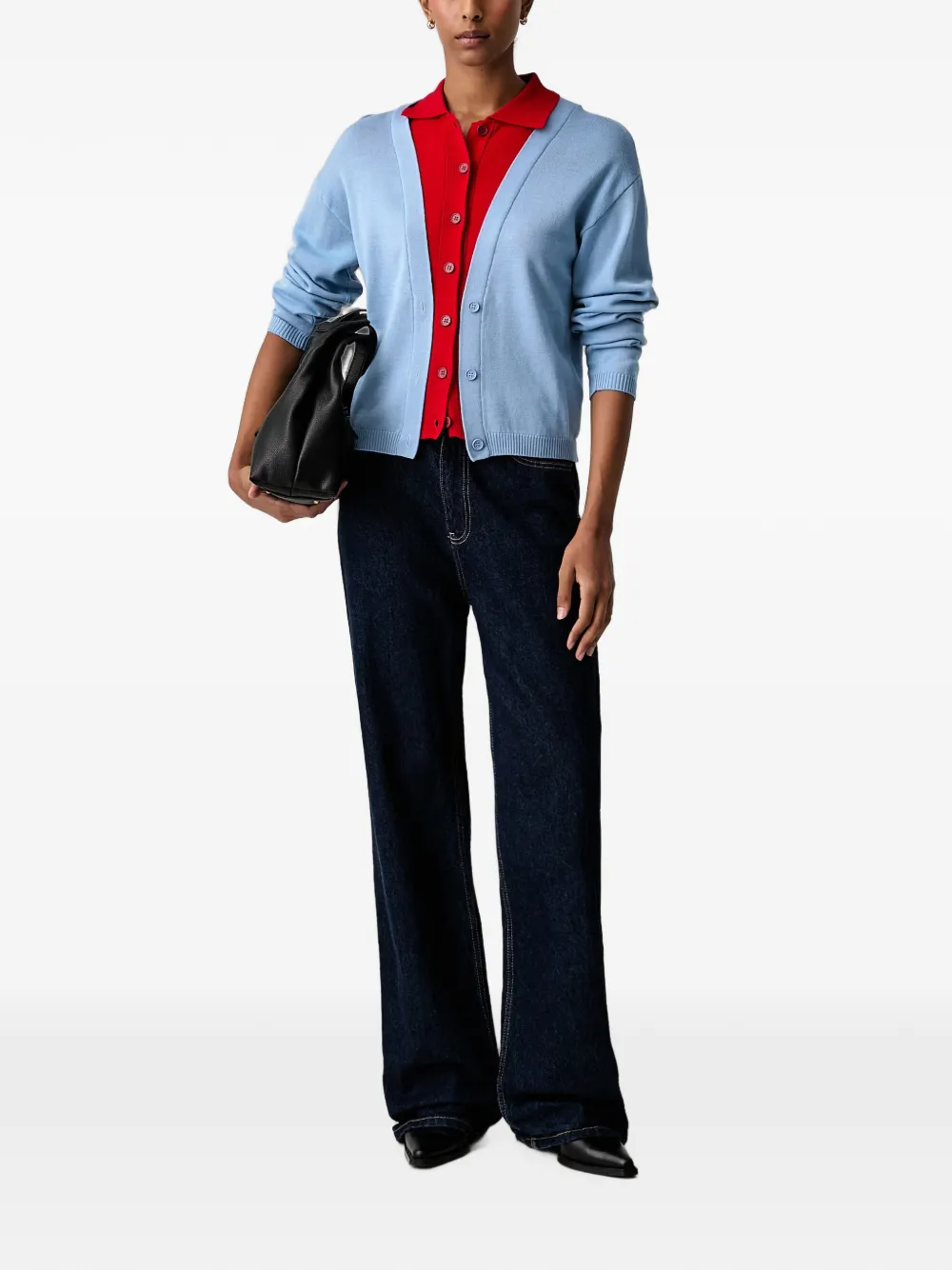 Stine Goya Button-up vest met V-hals Blauw