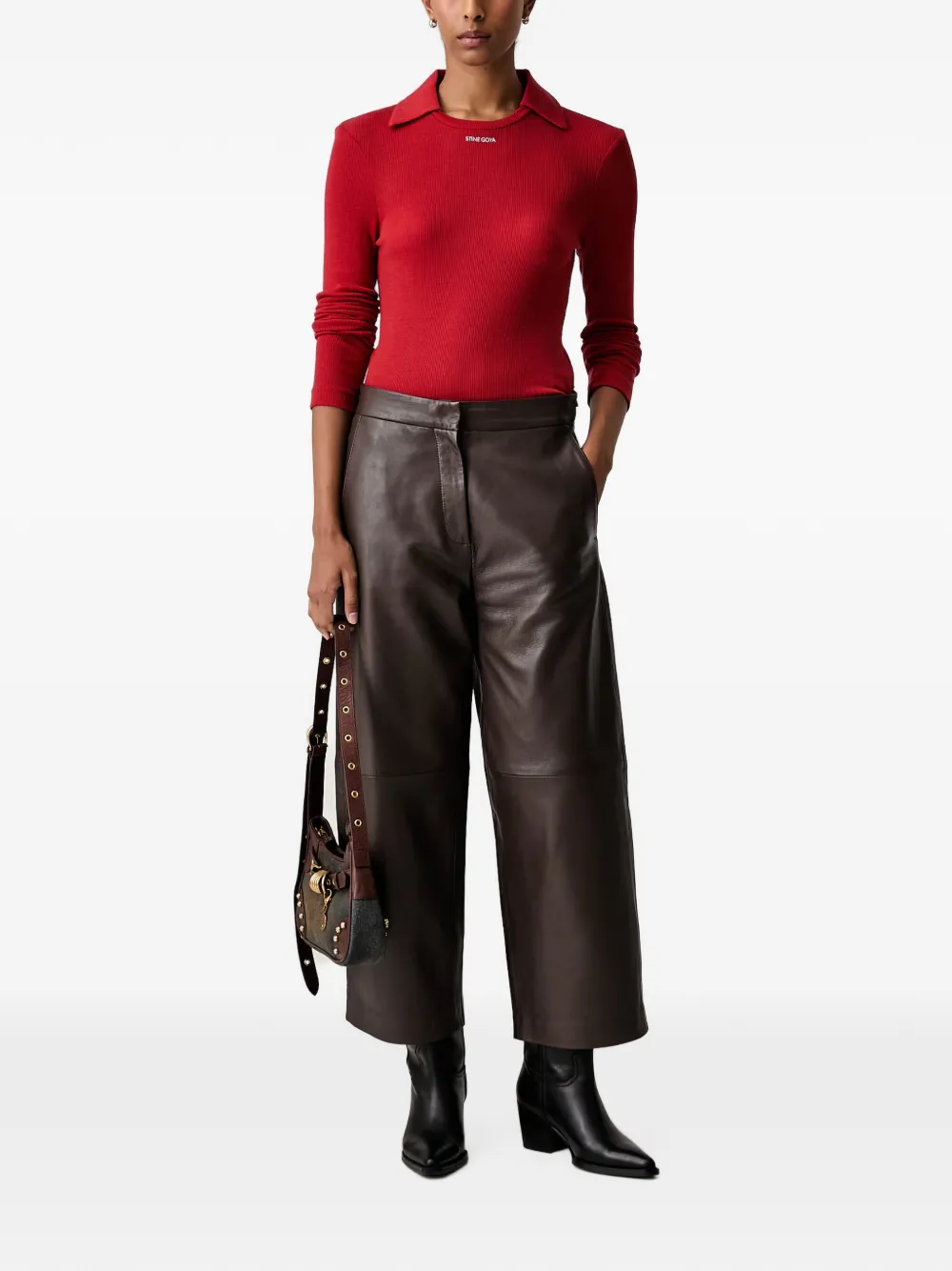 Stine Goya Ribgebreide polotop Rood