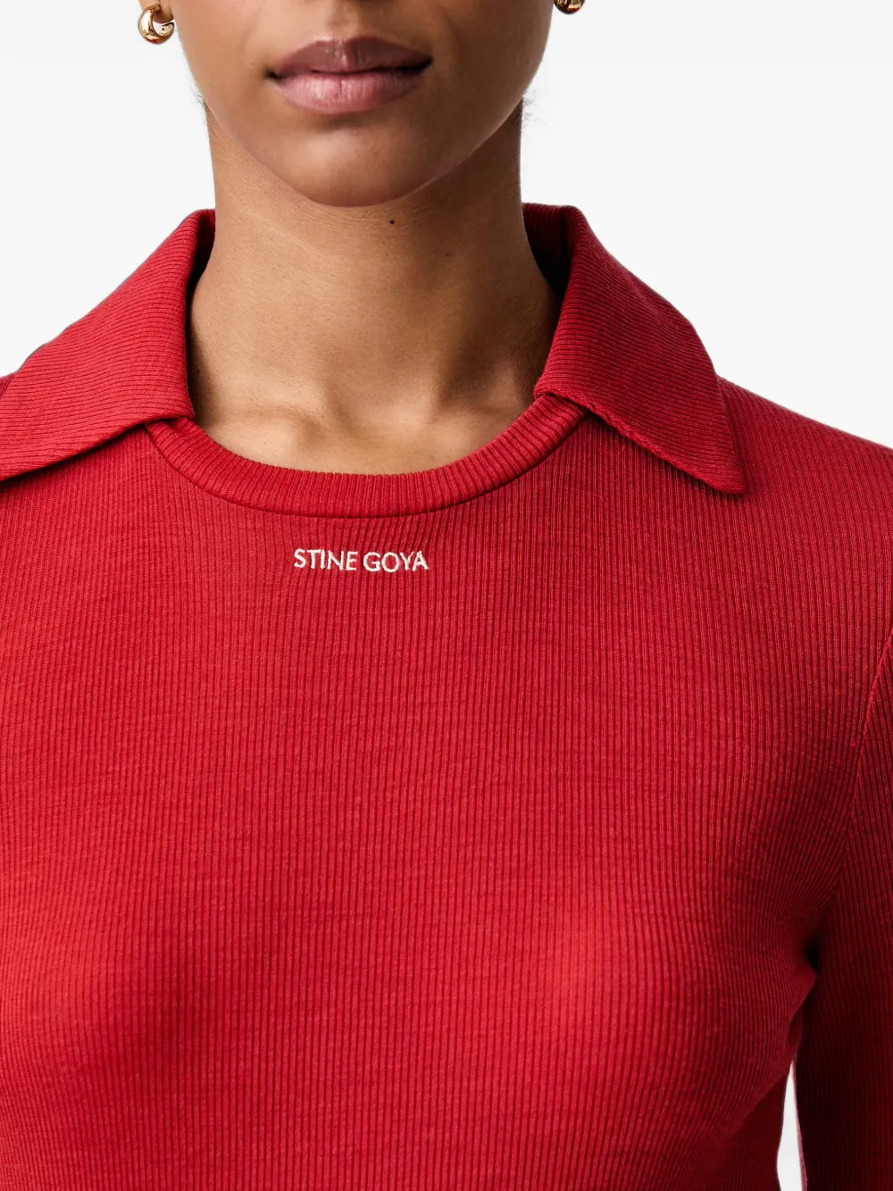 Stine Goya Ribgebreide polotop Rood