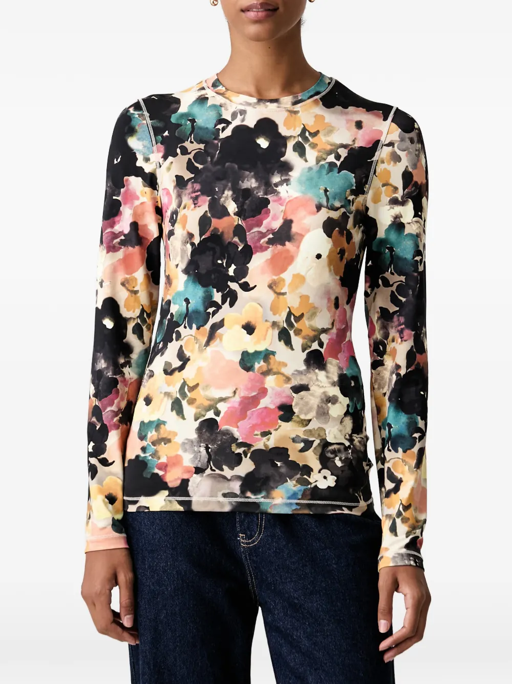 Stine Goya T-shirt met bloemenprint Beige