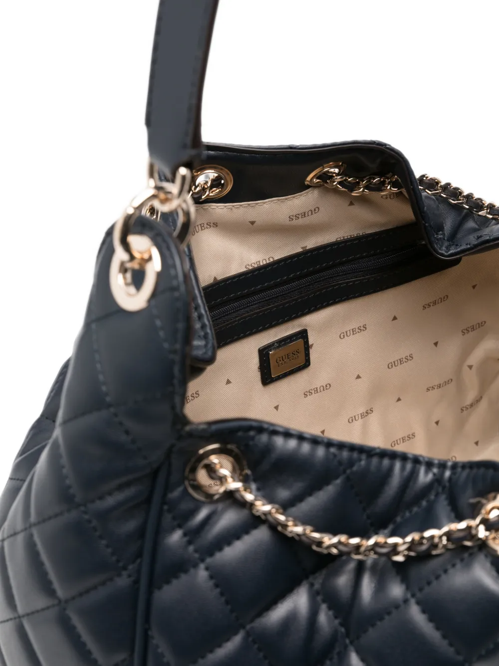 GUESS USA Juliet quilted shoulder bag Blauw