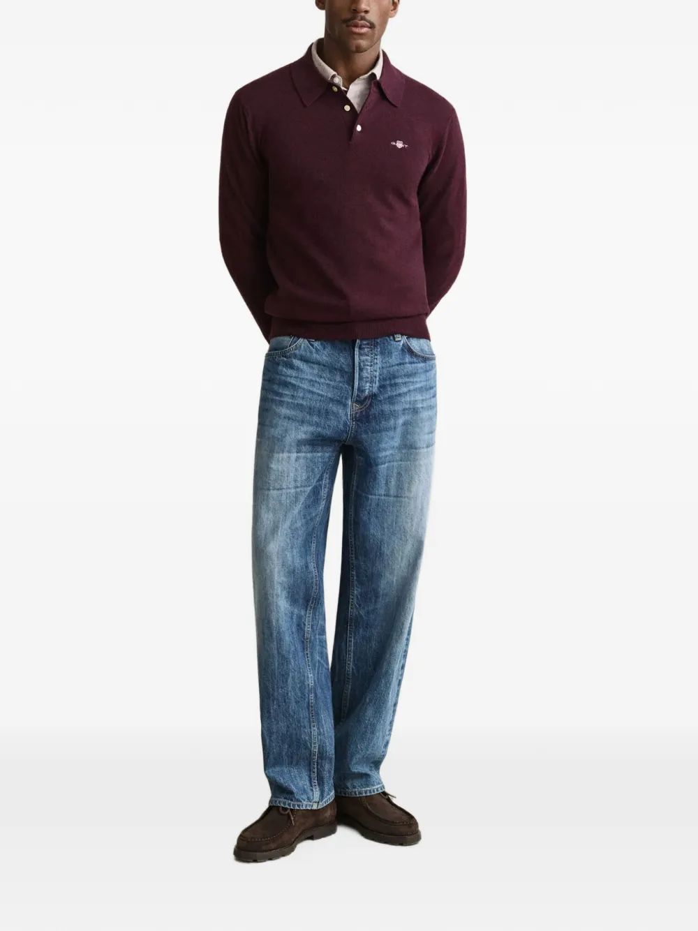 Gant Poloshirt met geborduurd logo Paars