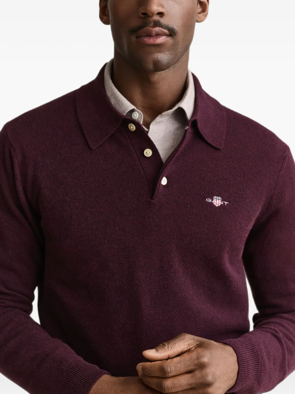 Gant Poloshirt met geborduurd logo Paars