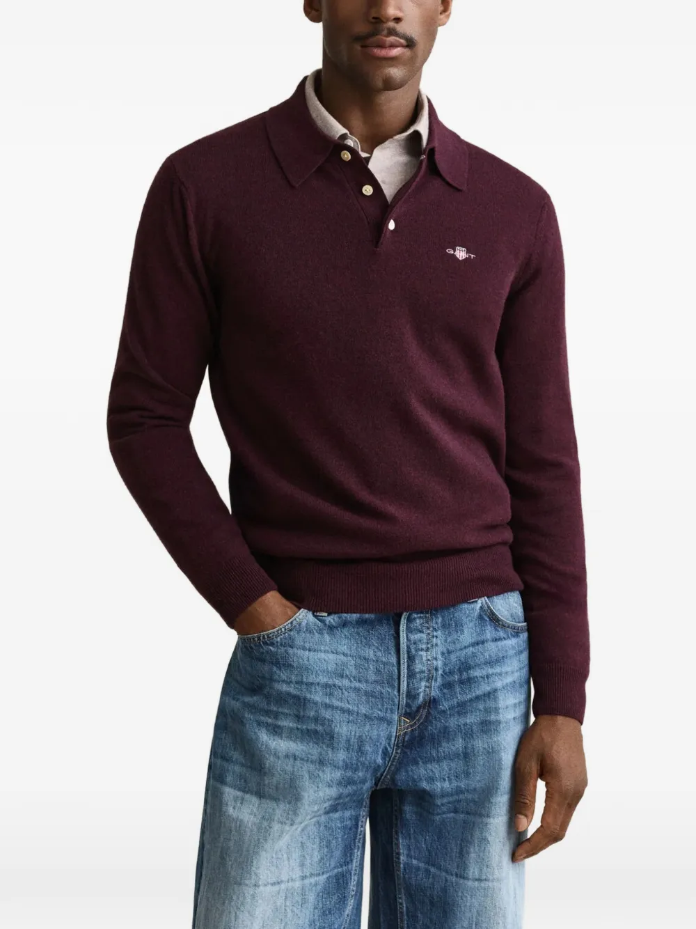 Gant Poloshirt met geborduurd logo Paars