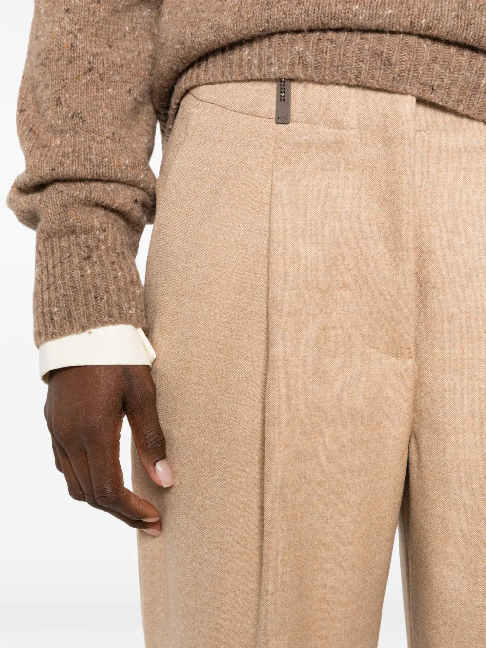 Peserico pleated-detail turn-up trousers Beige