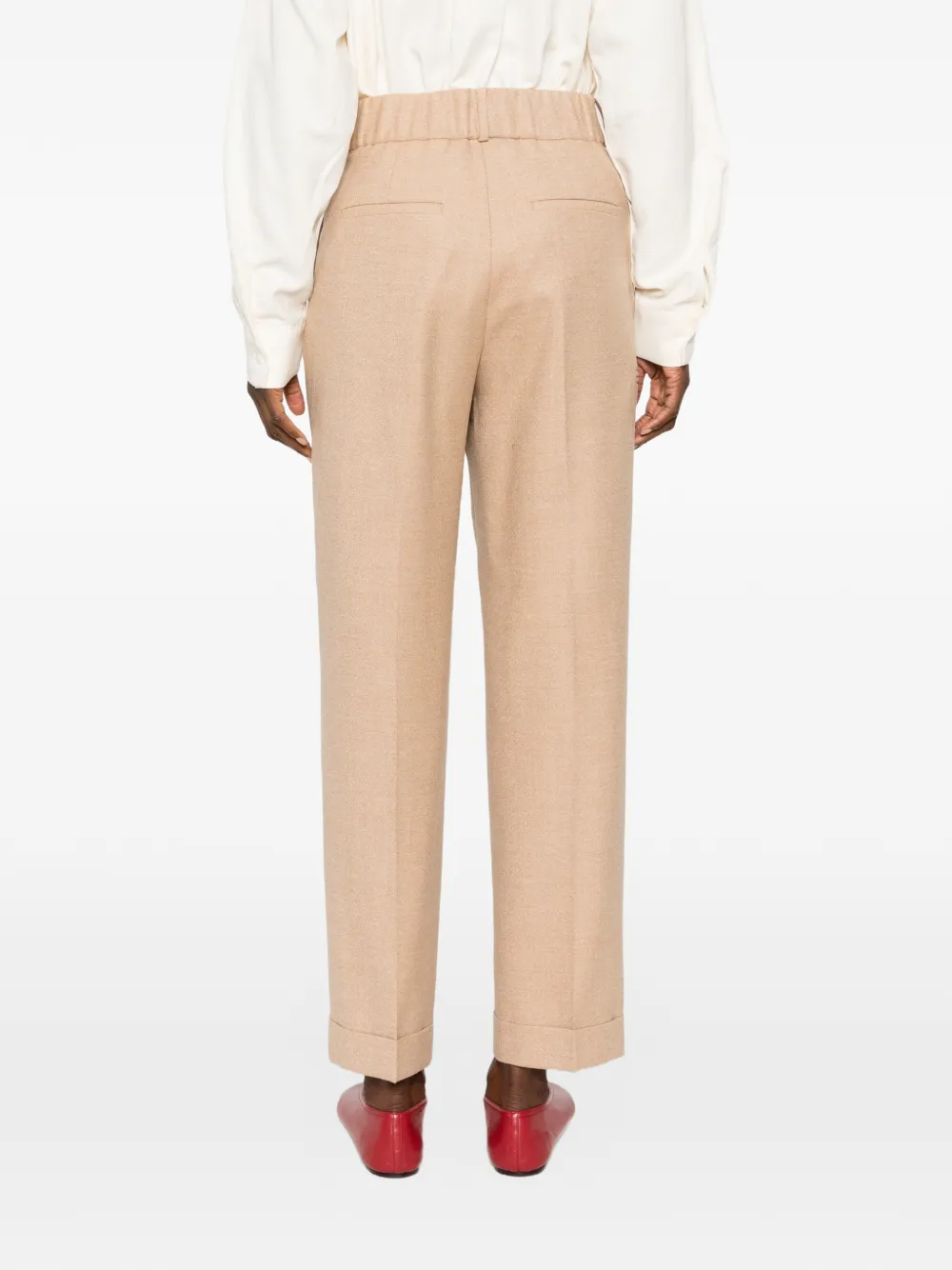 Peserico pleated-detail turn-up trousers Beige