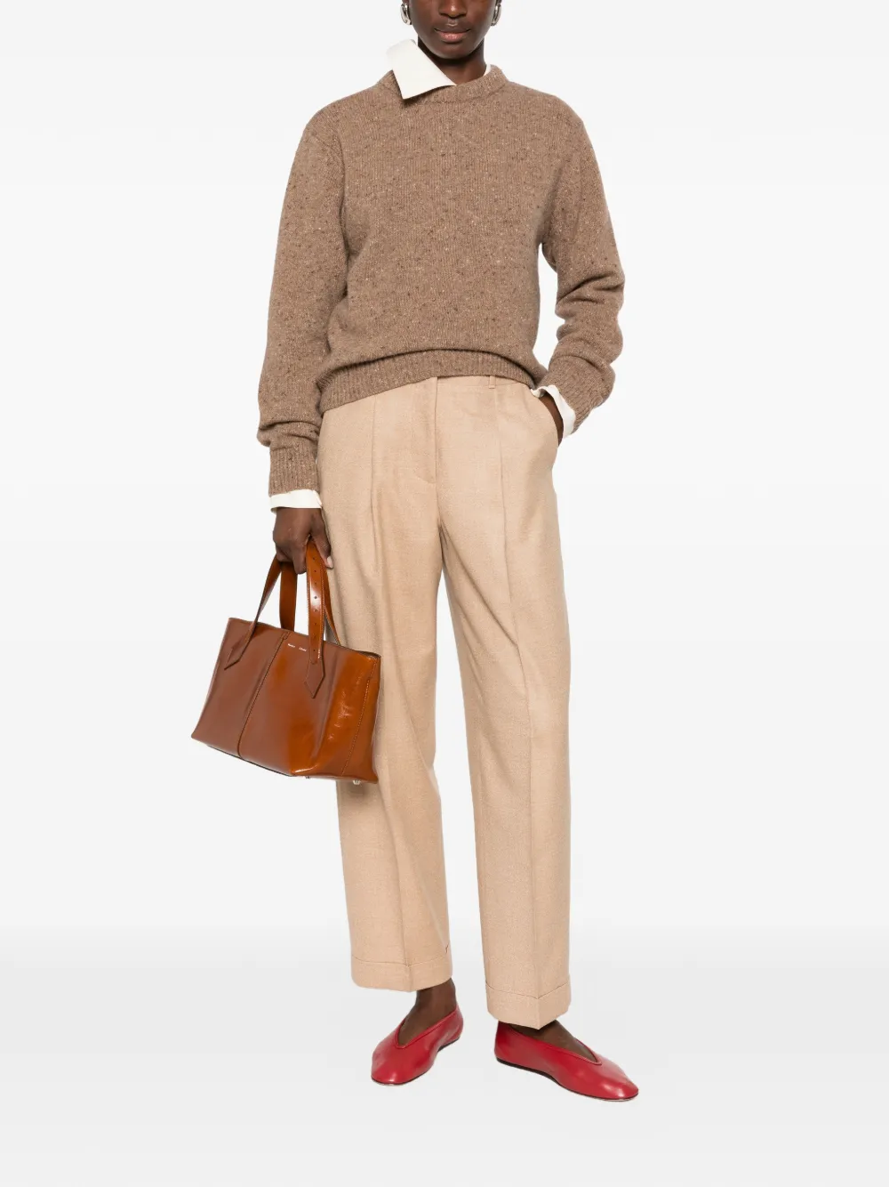 Peserico pleated-detail turn-up trousers Beige