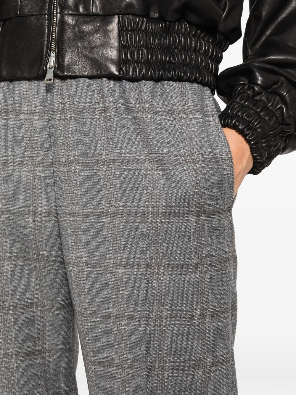 Peserico Broek met ruit-patroon en elastische taille Grijs