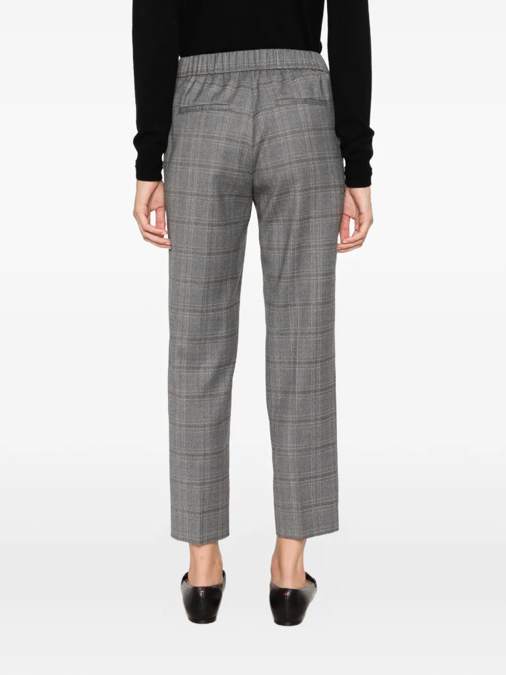 Peserico Broek met ruit-patroon en elastische taille Grijs