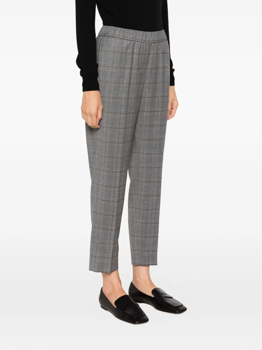 Peserico Broek met ruit-patroon en elastische taille Grijs