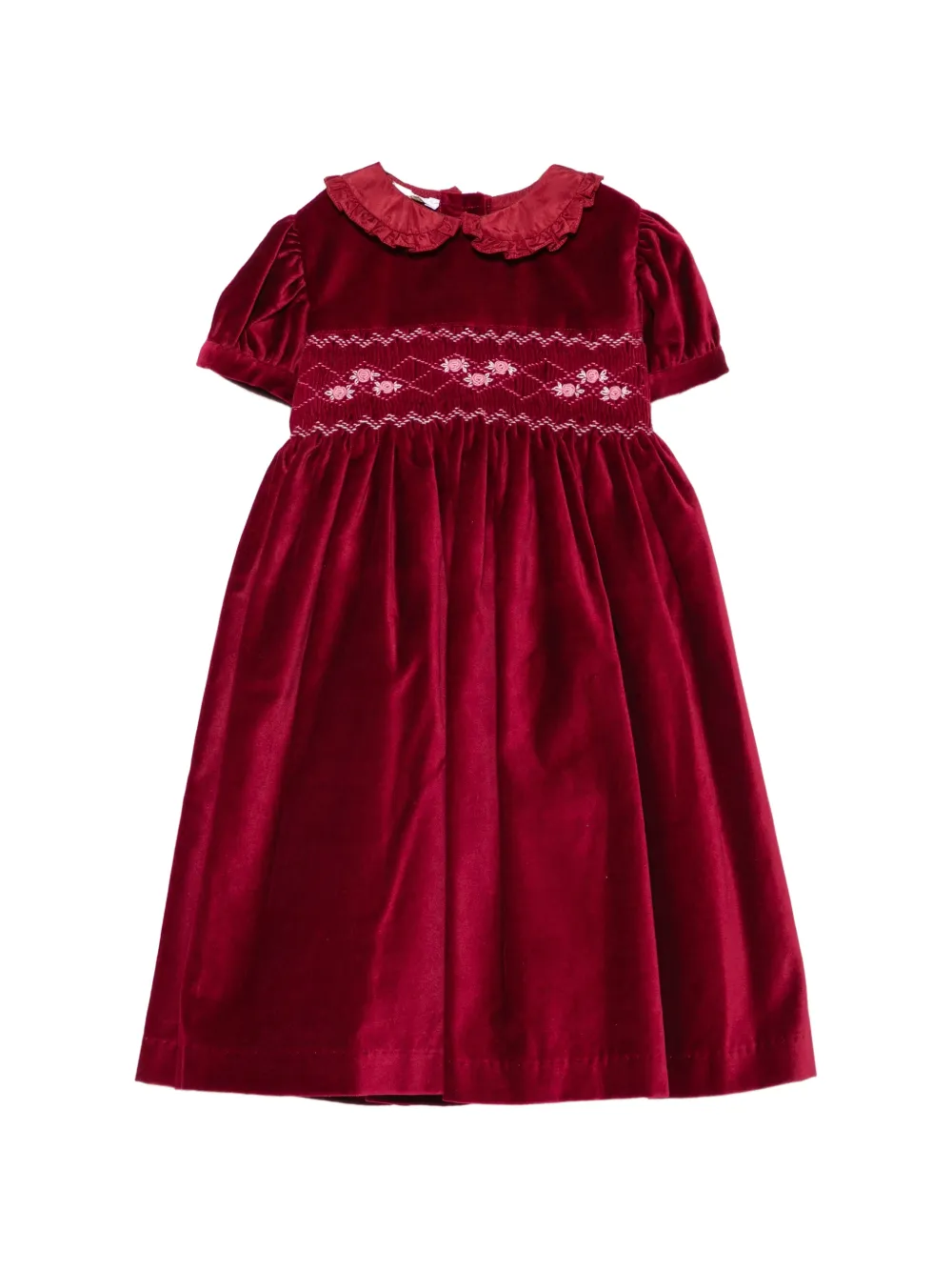 Mariella Ferrari smocked-waist ruffled-collar dress - Rosso