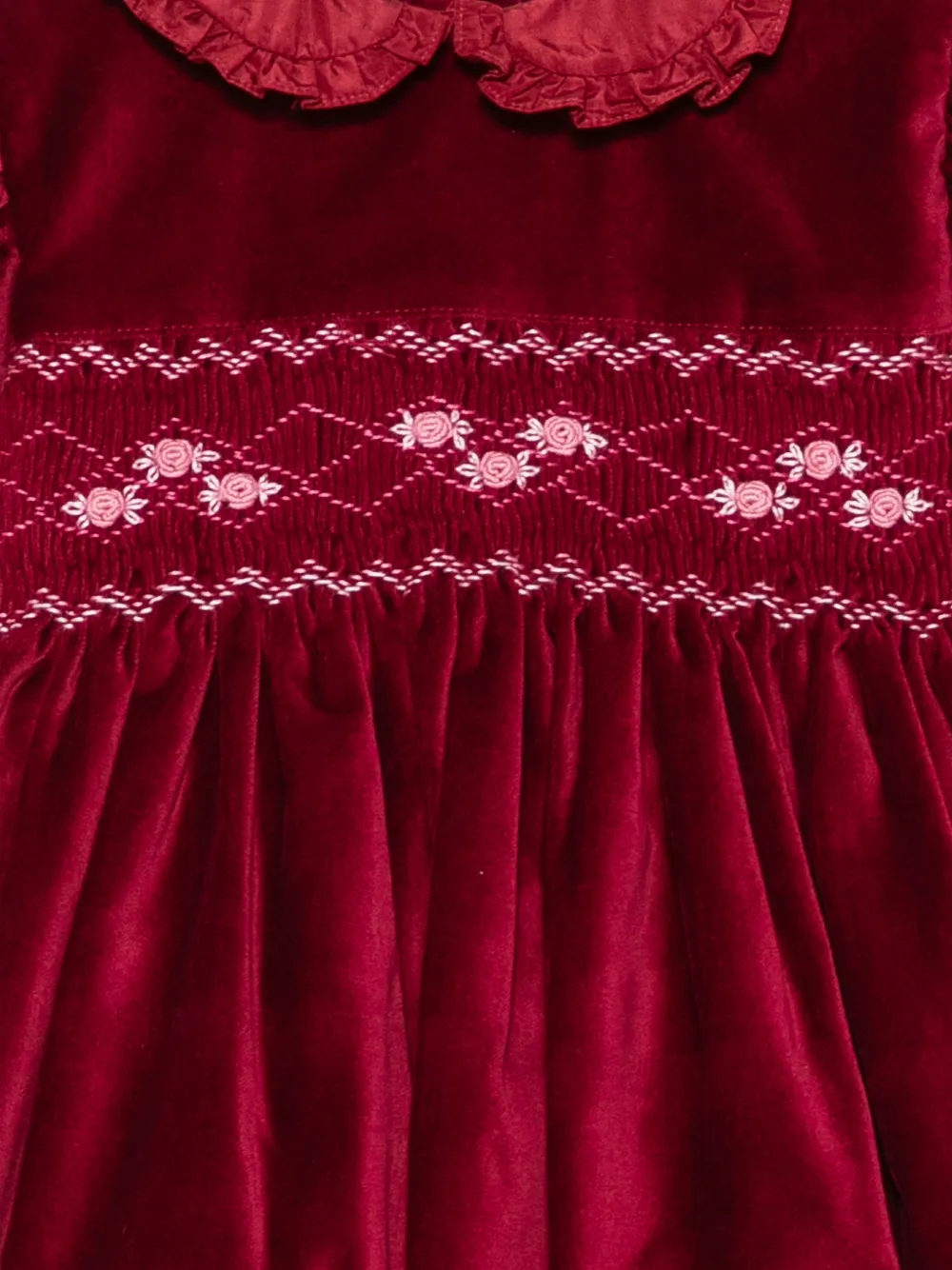 Mariella Ferrari Jurk met gesmockte taille en rucheskraag Rood