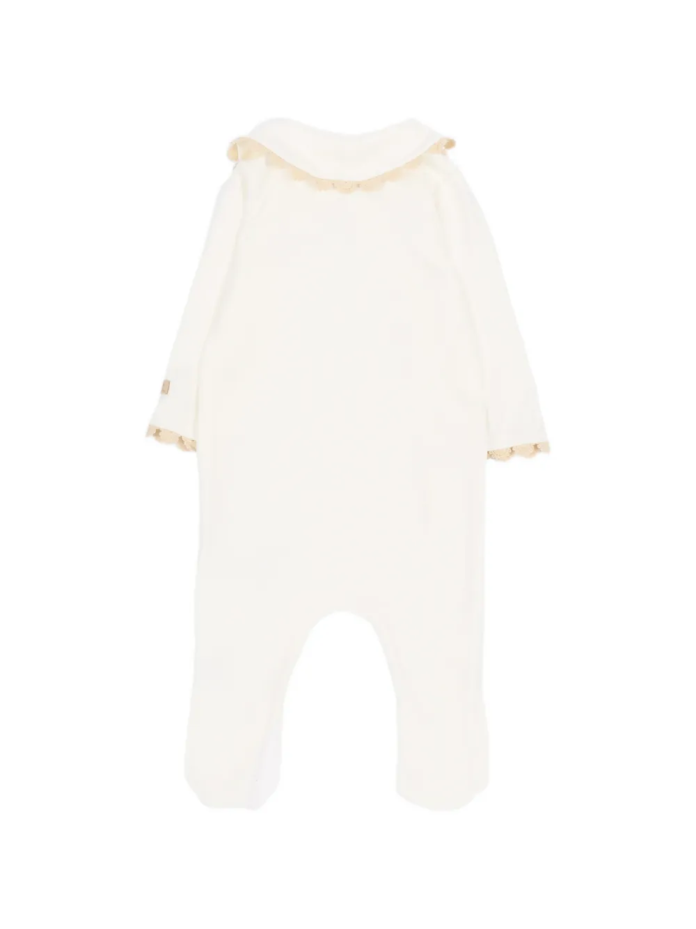 Bamboom Pyjama met gehaakte afwerking en Peter Pan-kraag Wit
