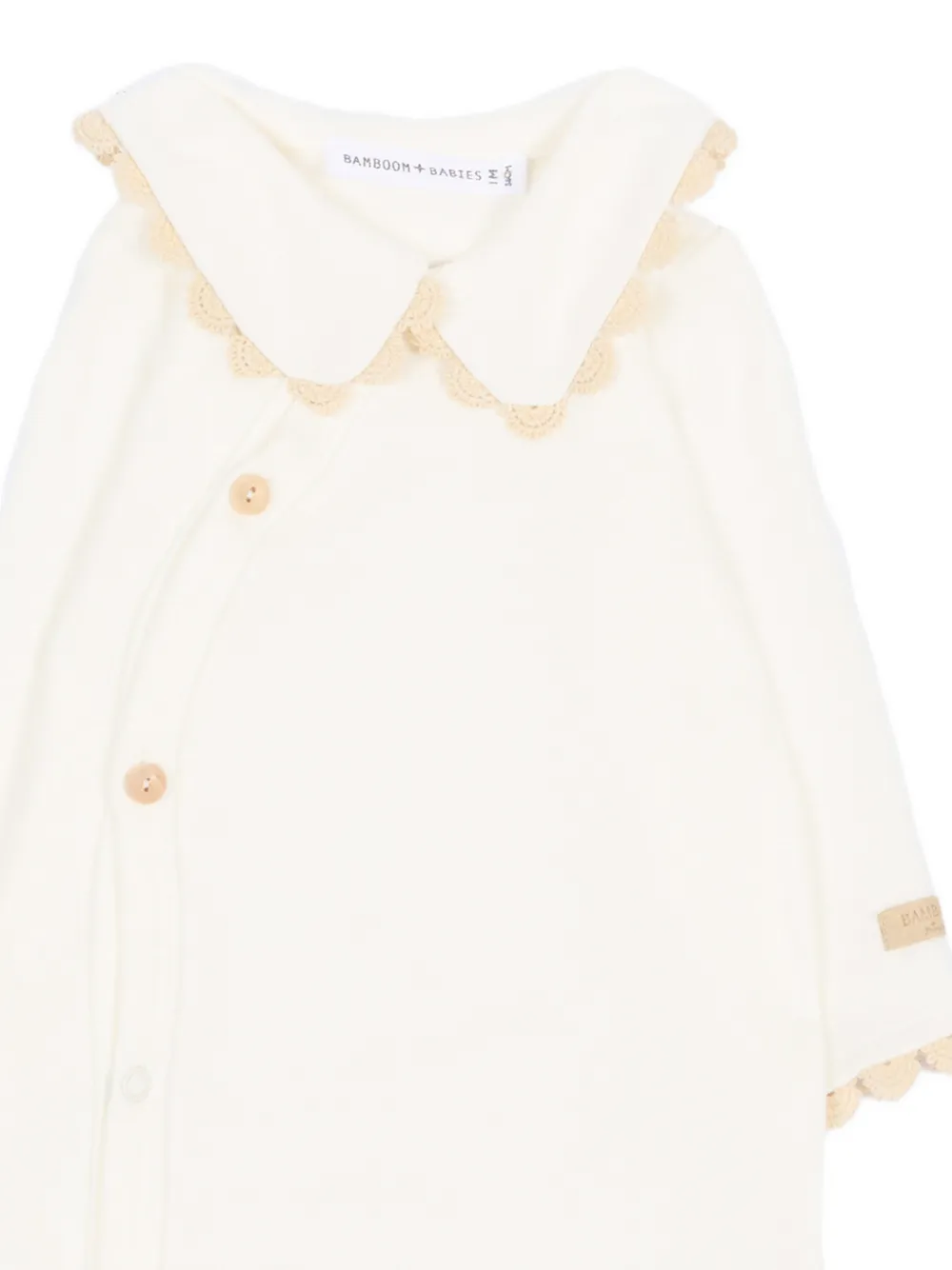 Bamboom Pyjama met gehaakte afwerking en Peter Pan-kraag Wit