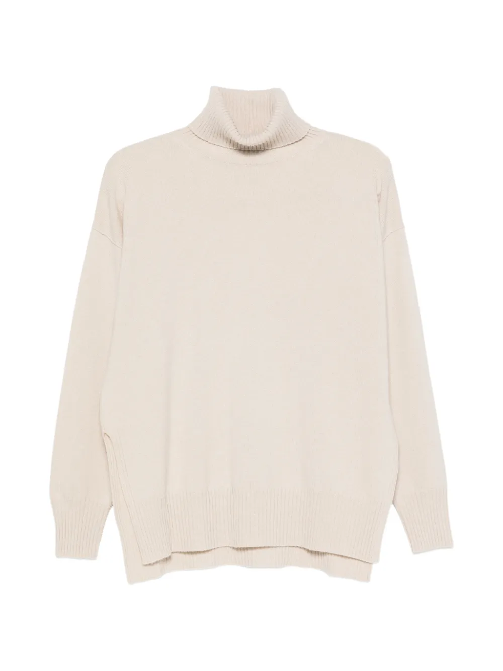 Lorena Antoniazzi roll-neck side-slit sweater Beige
