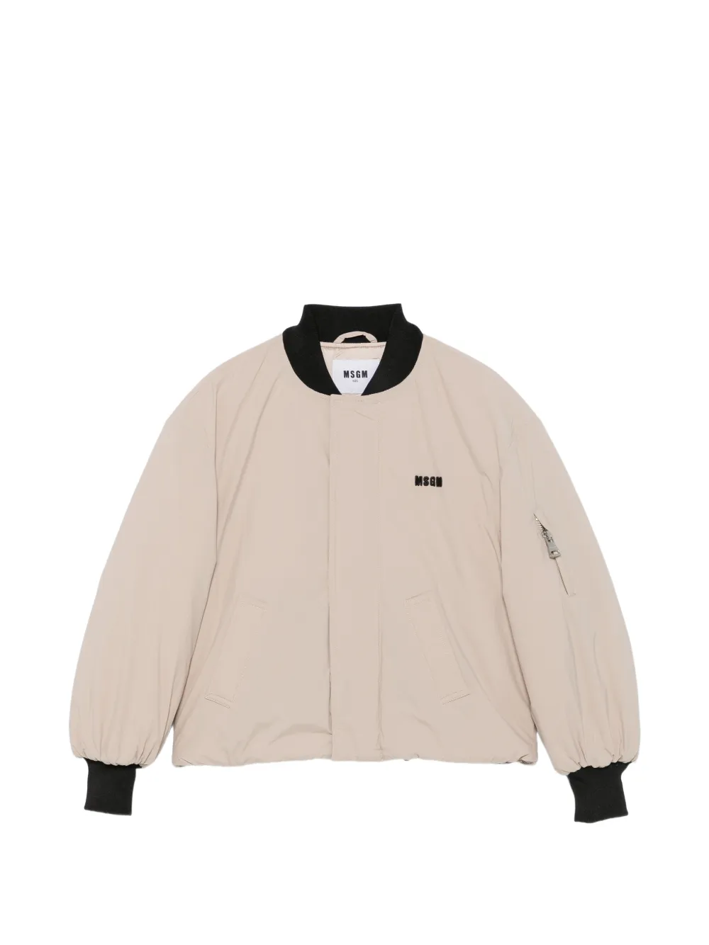 MSGM Kids logo-embroidered bomber jacket - Toni neutri