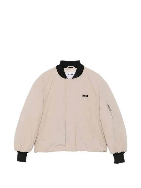 MSGM Kids logo-embroidered bomber jacket