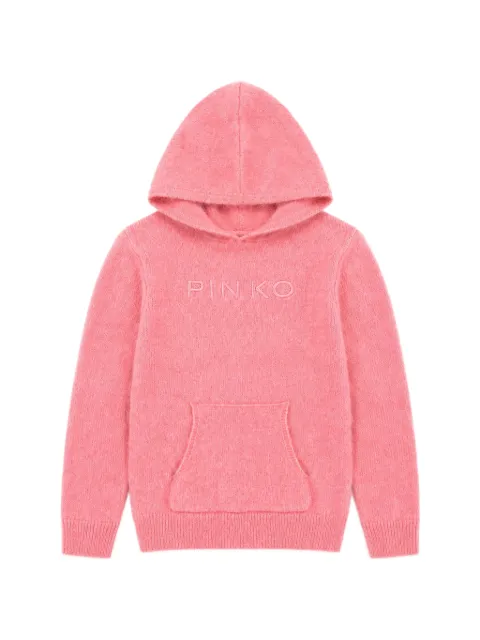 Pinko Kids logo-embroidered knitted hoodie