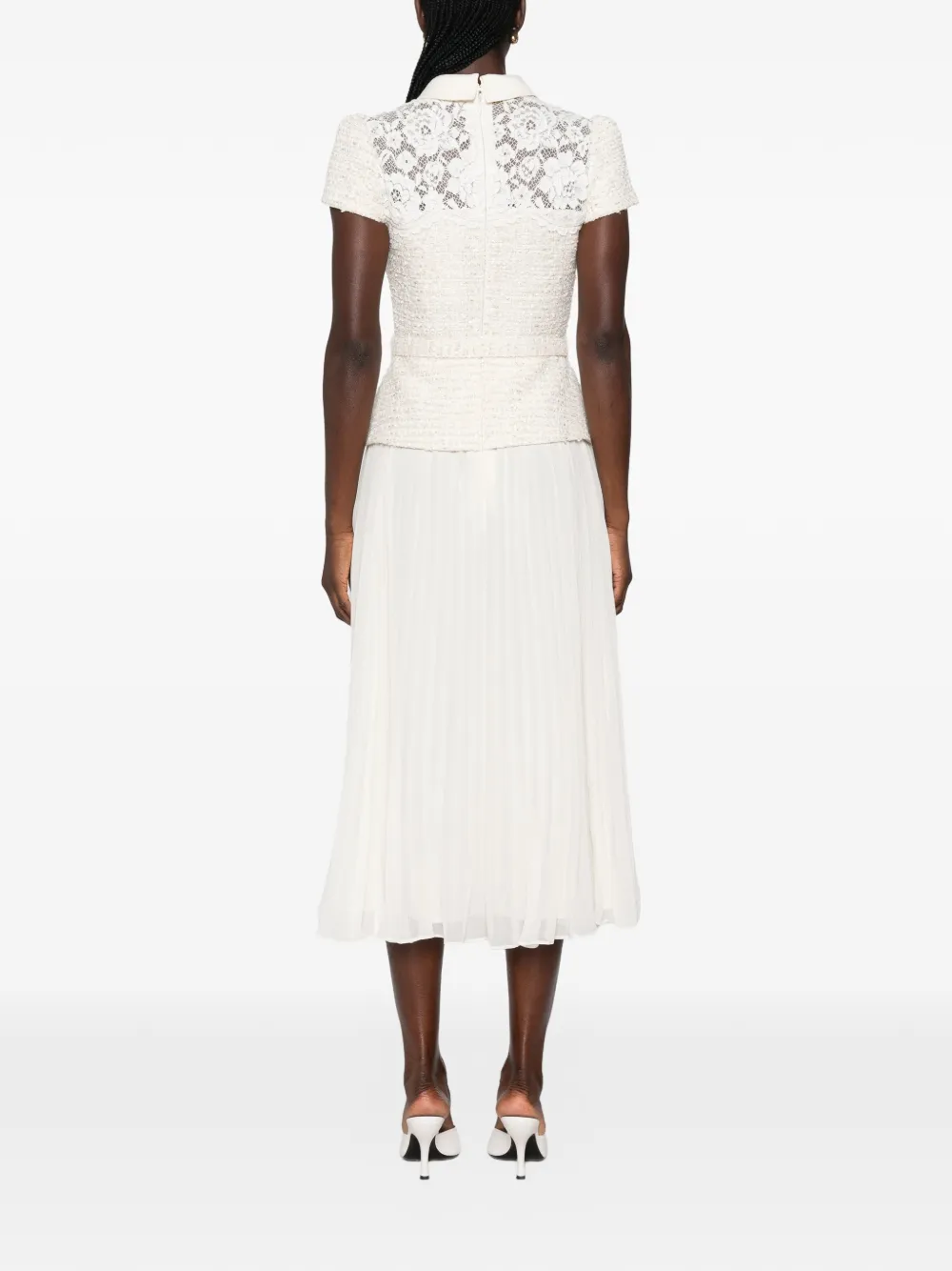 Self-Portrait Geplooide midi-jurk Beige