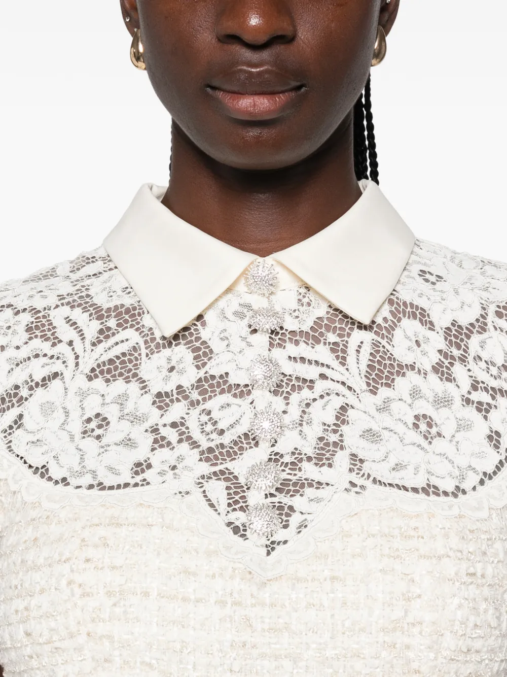 Self-Portrait Geplooide midi-jurk Beige