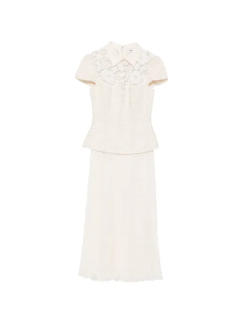 Self-Portrait lace-panelled pleated midi dress