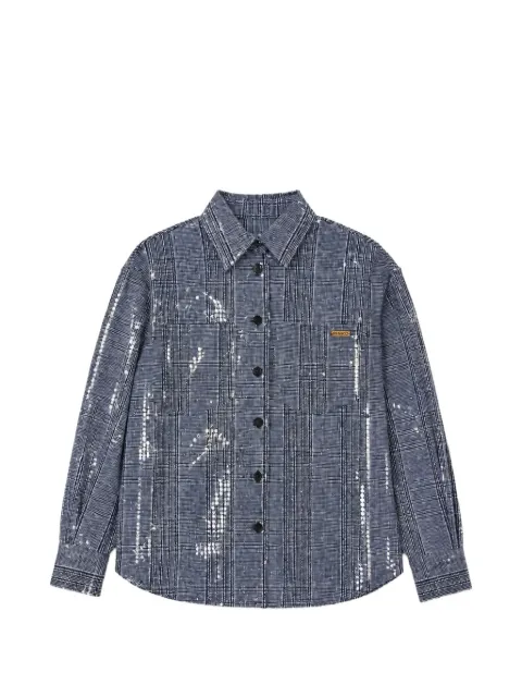 Pinko Kids sequin-embellished check shirt