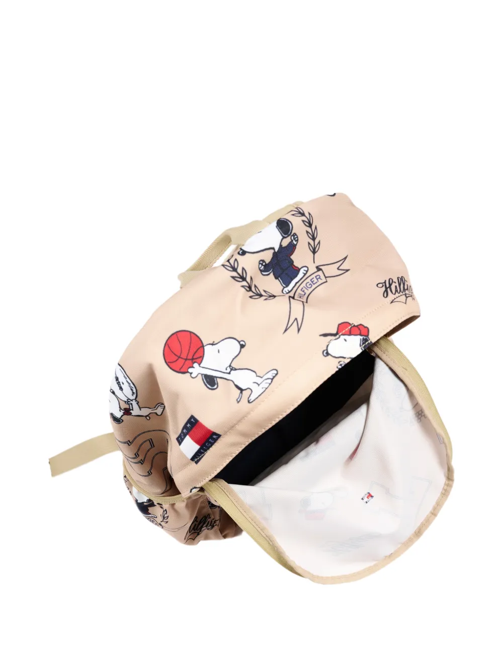 Tommy Hilfiger Junior Peanuts rugzak met logo-patch en grafische print Beige