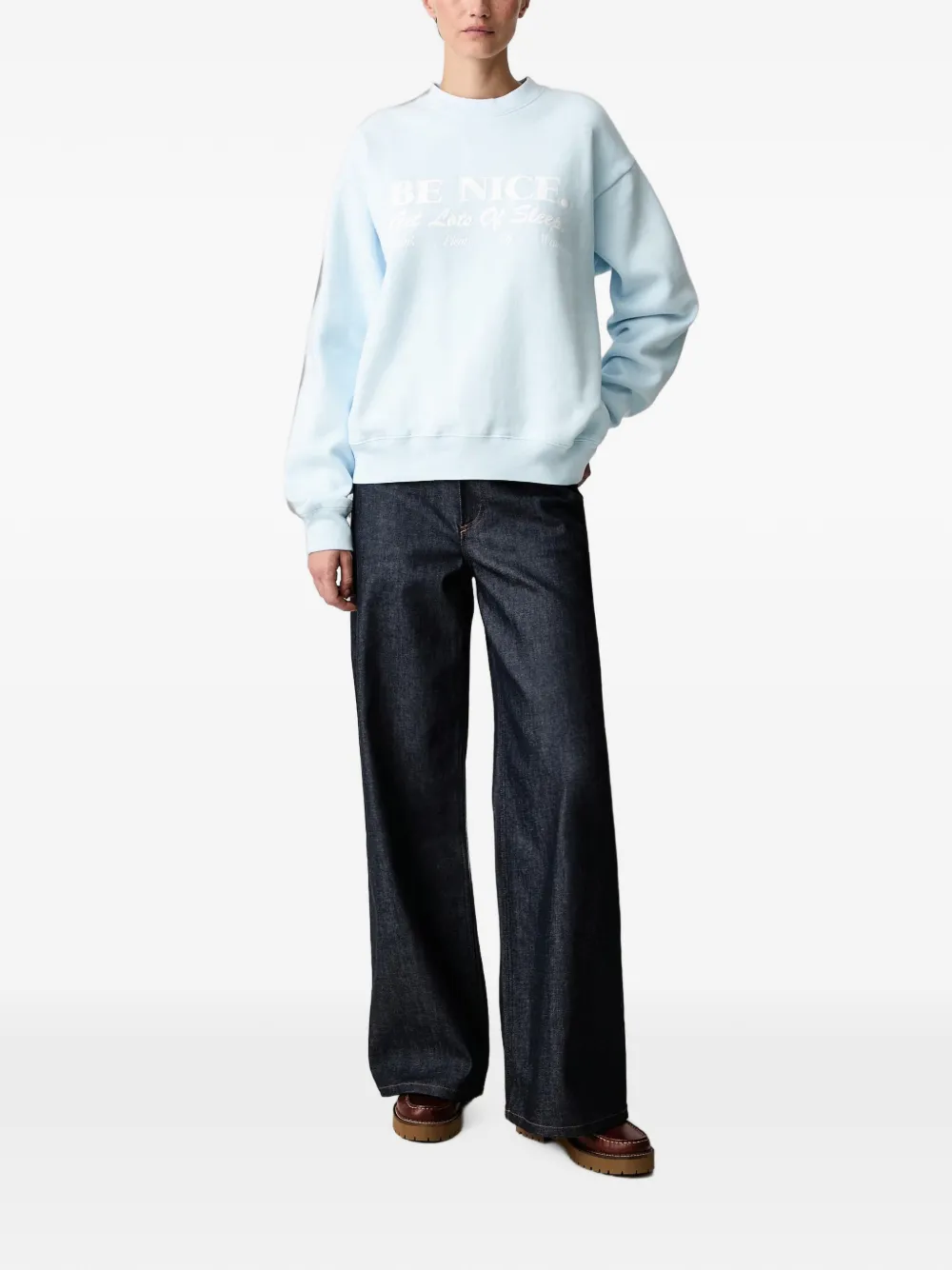 Sporty & Rich Be Nice trui met tekst Blauw