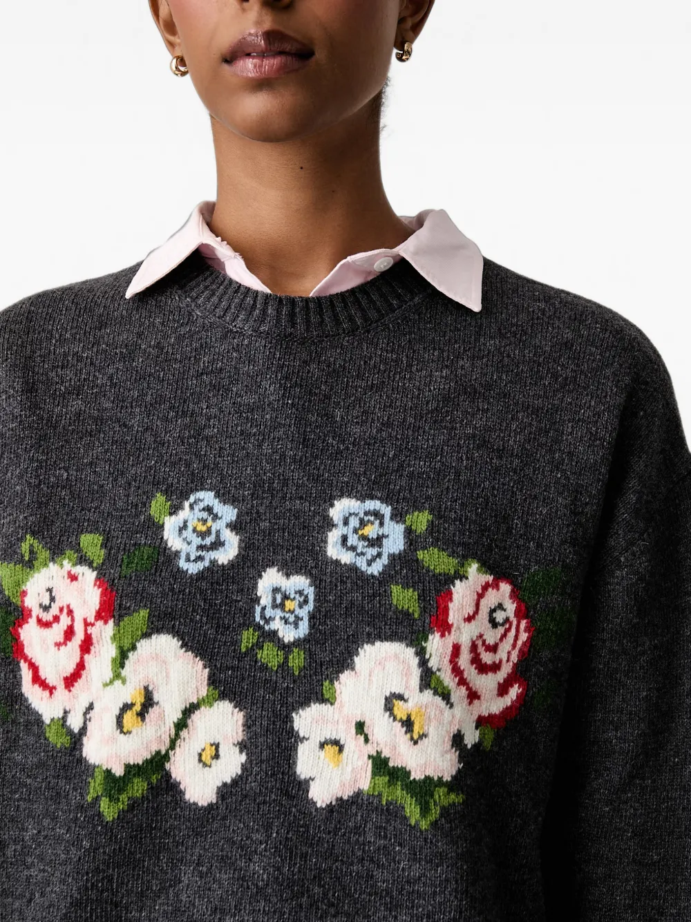 Stine Goya Trui met bloemen intarsia Grijs
