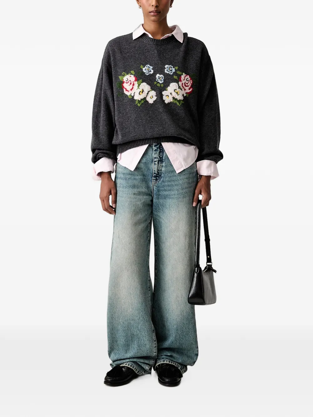 Stine Goya Trui met bloemen intarsia Grijs