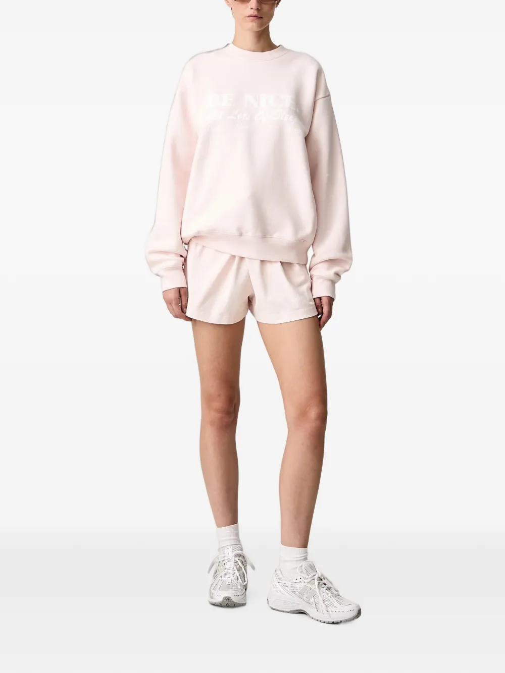 Sporty & Rich Be Nice katoenen trui met tekst Roze