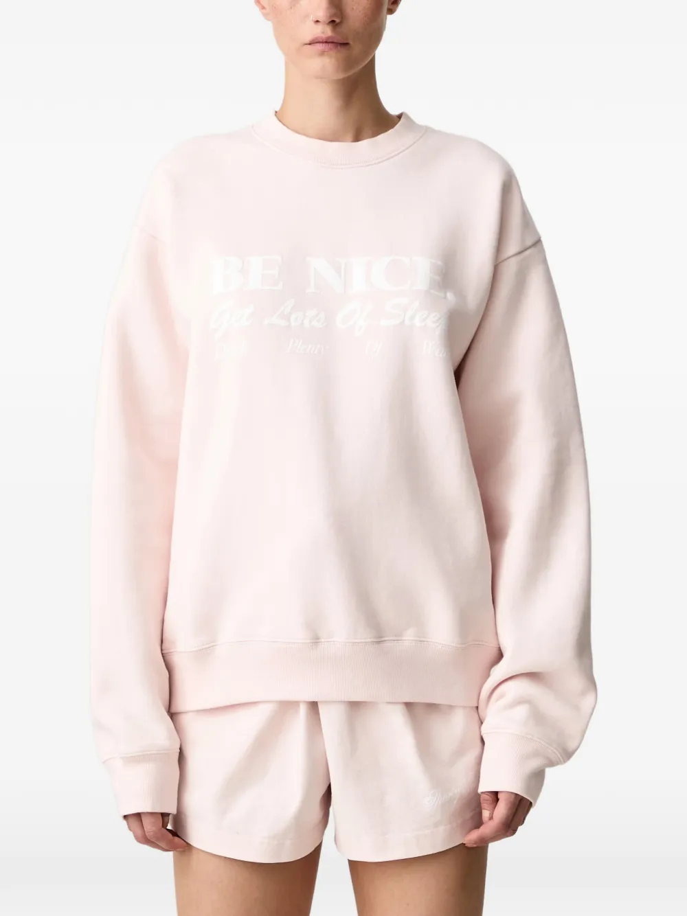 Sporty & Rich Be Nice katoenen trui met tekst Roze