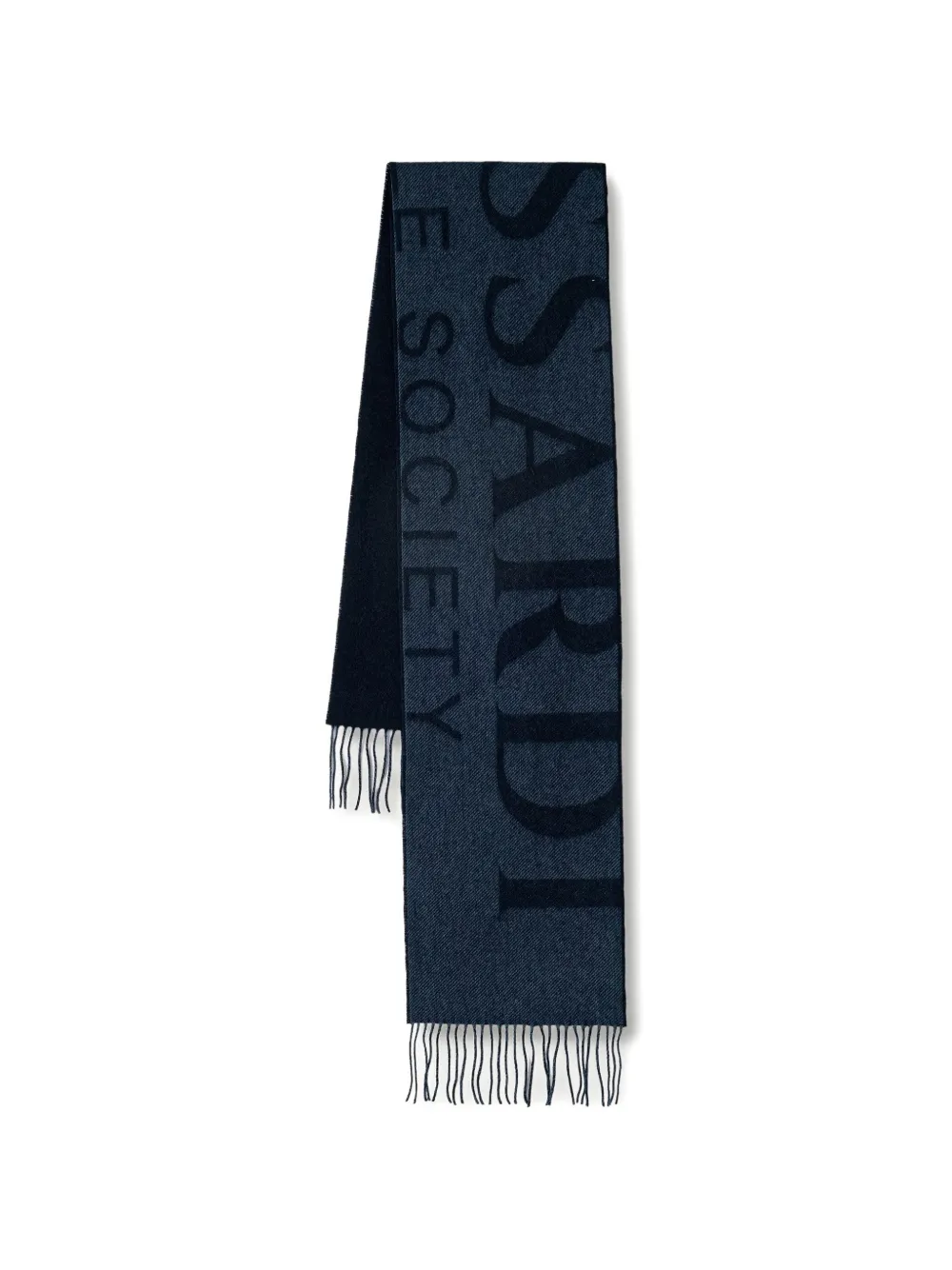 Trussardi Gentle Society logo-intarsia fringed scarf - Blu
