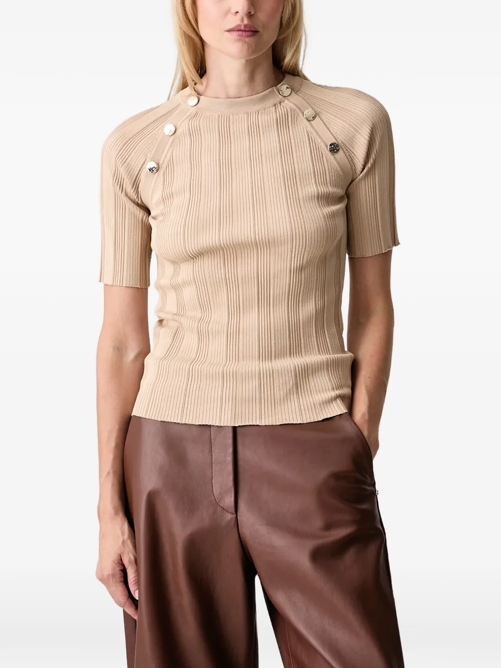Sportmax button-detail ribbed T-shirt