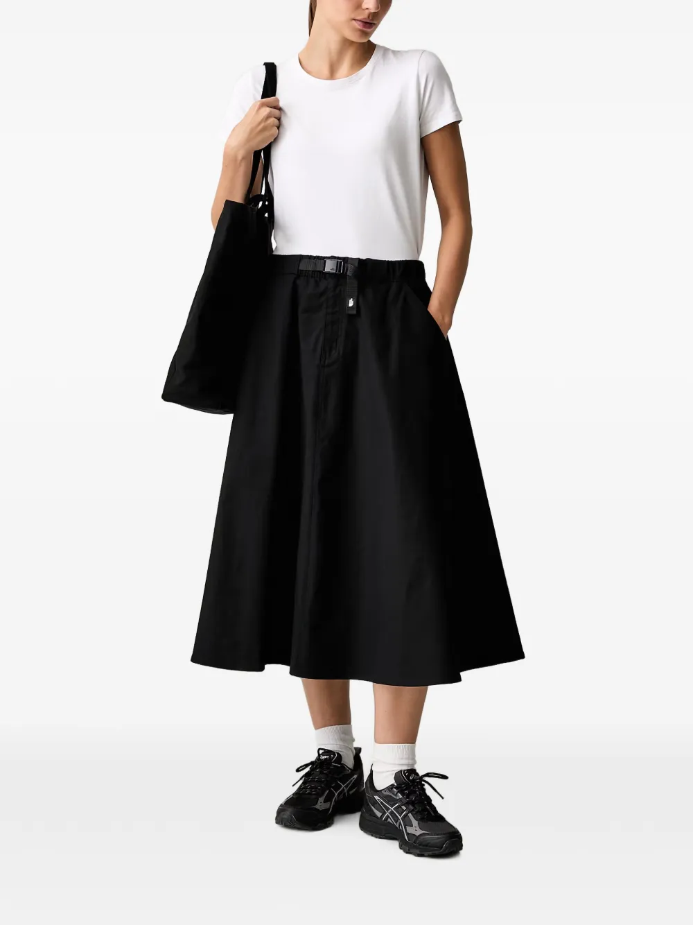 The North Face buckled A-line midi skirt