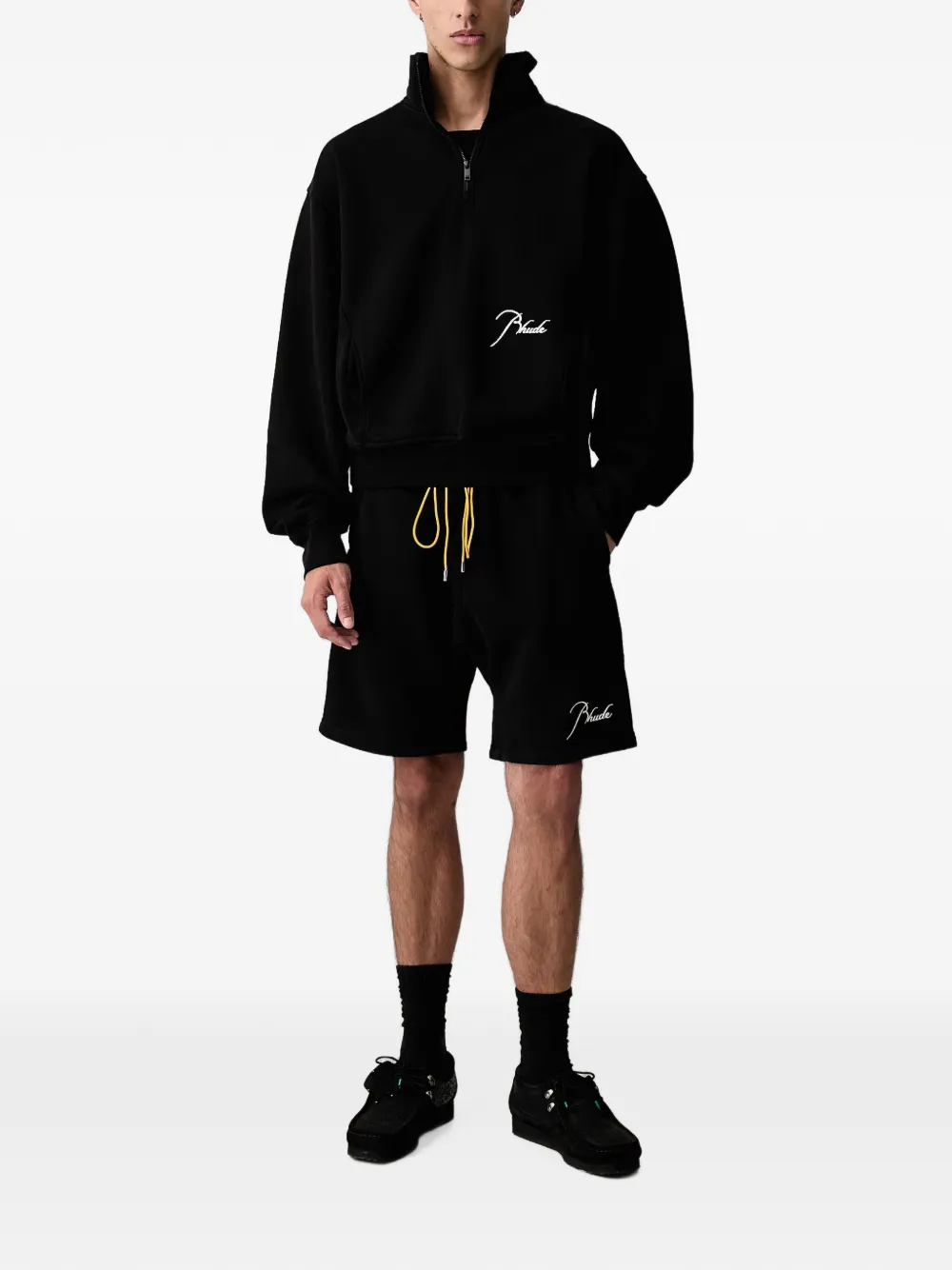 RHUDE Shorts met geborduurd logo Zwart