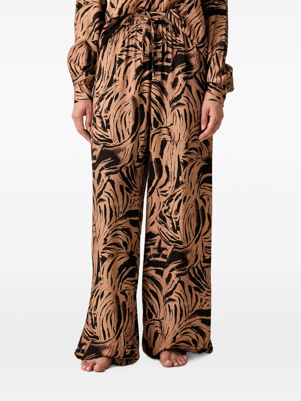 Silvian Heach Set van blouse en broek met abstracte print Bruin