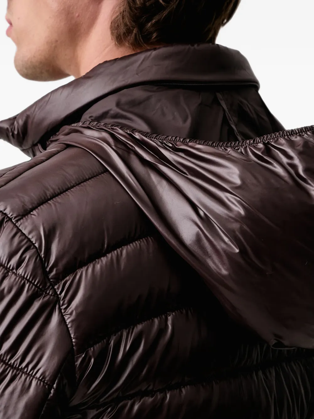 Save The Duck Gewatteerd jack met logopatch Bruin