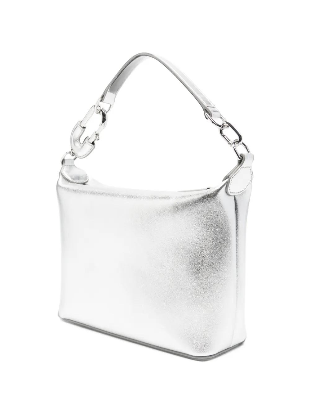 AIGNER Fashion metallic clutch met logo-plakkaat Zilver